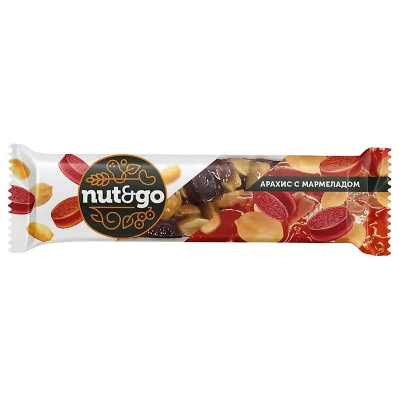 Батончик KDV NUT N GO Арахис&Мармелад глазир. 42 гр/шт 18 шт/кор