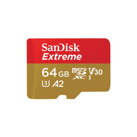 Карта памяти SanDisk Extreme microSDXC  64 Гб V30, UHS-I Class 3 (U3), Class 10 (SDSQXA2-064G-GN6MA)