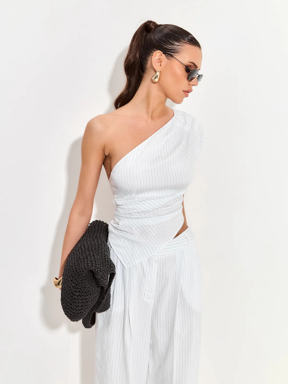 Топ полоска белый