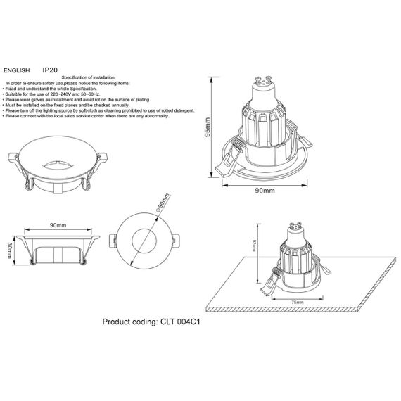 Встраиваемый светильник Crystal Lux CLT 004C1 CH