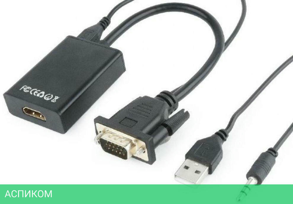 Адаптер Cablexpert A-VGA-HDMI-01 HDMI/VGA/3.5 мм jack (+ USB для питания)