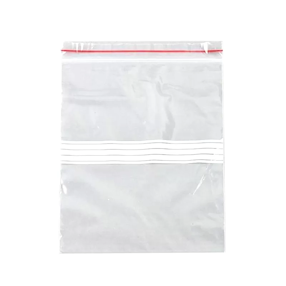 Пакеты с замком Zip-lock 16х22 см 60 мкм прозрачные с полосой для надписей 100 шт