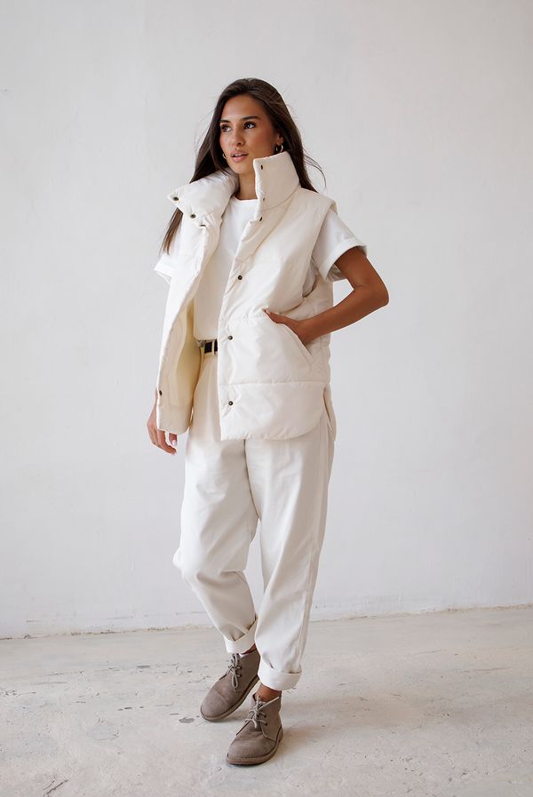 Жилет женский утеплённый айвори - фото 8