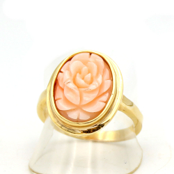Кольцо "Камея" коралл розовый