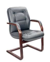 Кресло для посетителей Victoria C серая кожа