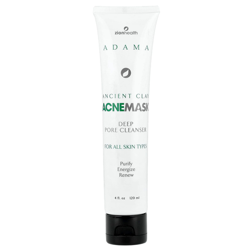 Zion Health, Adama, маска от акне из древней глины, средство для глубокого очищения пор, для всех типов кожи, 120 мл (4 жидк. унции)