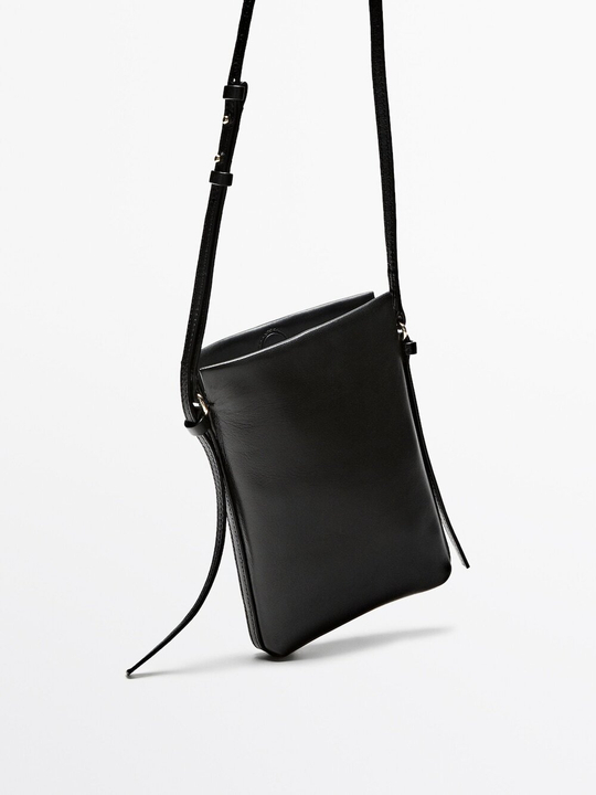 Massimo Dutti Небольшая сумка из кожи наппа, черный