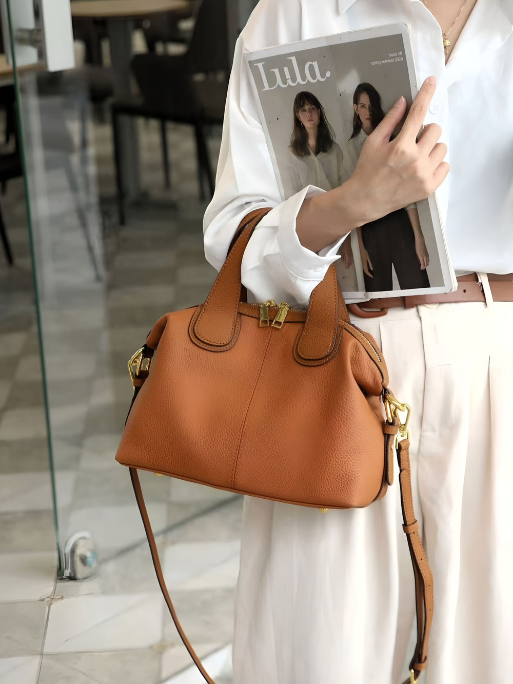 женская сумка на плечо из натуральной кожи