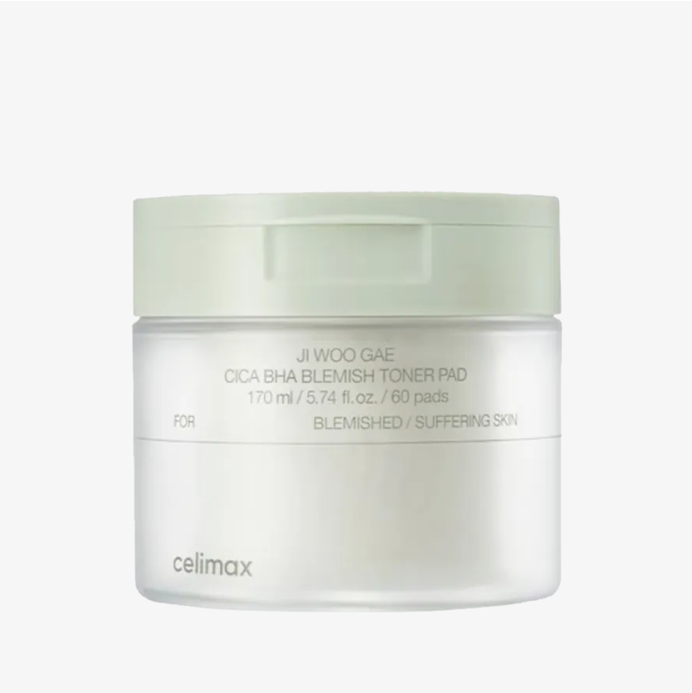 CELIMAX Успокаивающие тонер-пэды для проблемной кожи с BHA-кислотами Ji Woo Gae Cica BHA Blemish Toner Pad (60 шт)