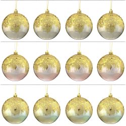 GAEM Набор из 12шт Украшение новогоднее Шар "Золотое напыление", D10 см, L44 W33 H11 см