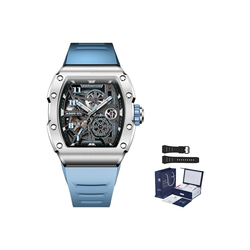 CERIEPON Silver Stone Racing Track Collection Glow In The Dark Men"s Cut Out Waterproof Watch Men"s Mechanical Movement