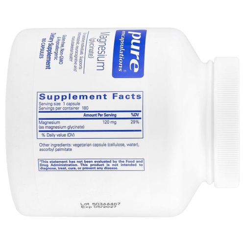Pure Encapsulations, магний (глицинат), 180 капсул (120 мг в 1 капсуле)