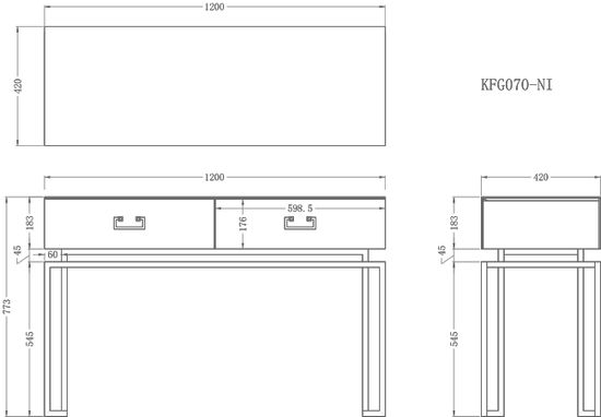 KFG070-NI Консоль 2 ящика белая/хром  120*42*77см