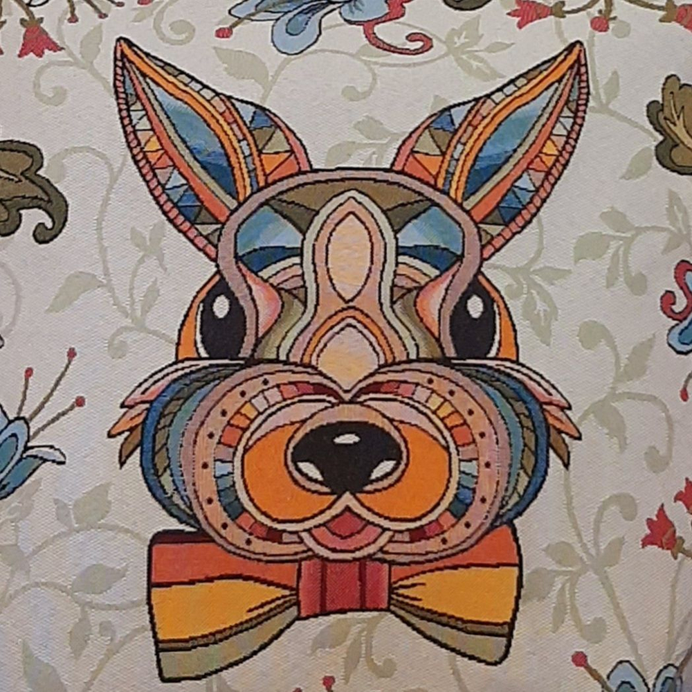 Декоративный гобеленовый чехол для интерьерной подушки Мозаика заяц 47*47