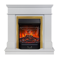 Электрокамин RealFlame Selena STD GR платиновый с очагом Majestic Lux Brass