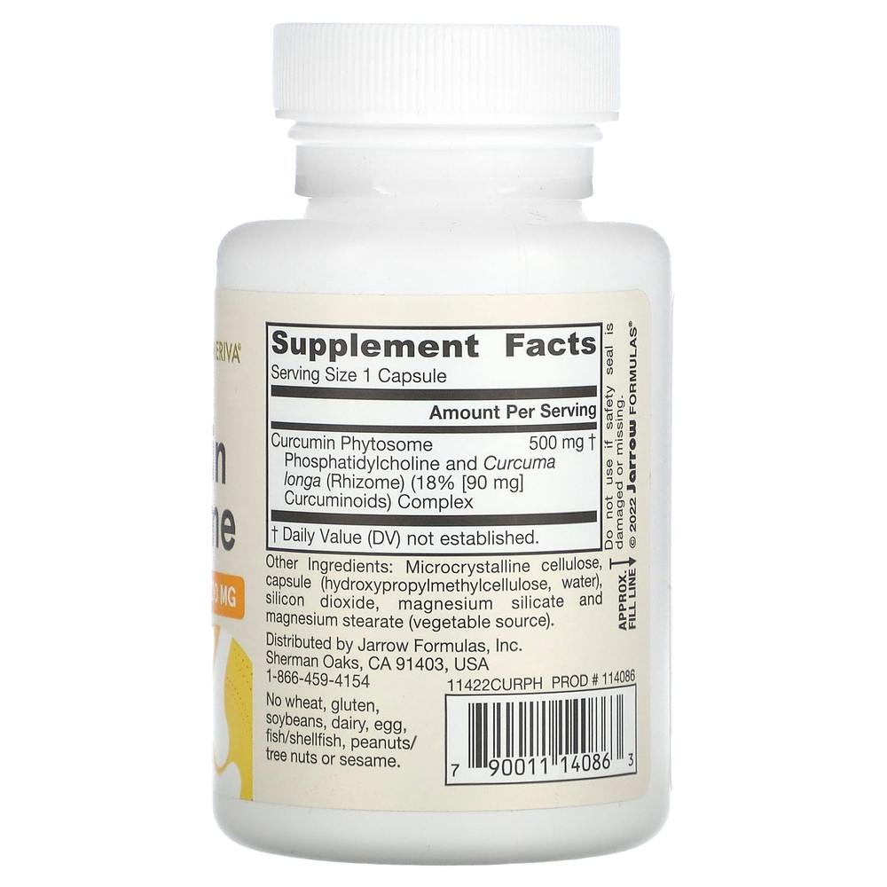Jarrow Formulas, фитосомы куркумина, 500 мг, 60 вегетарианских капсул