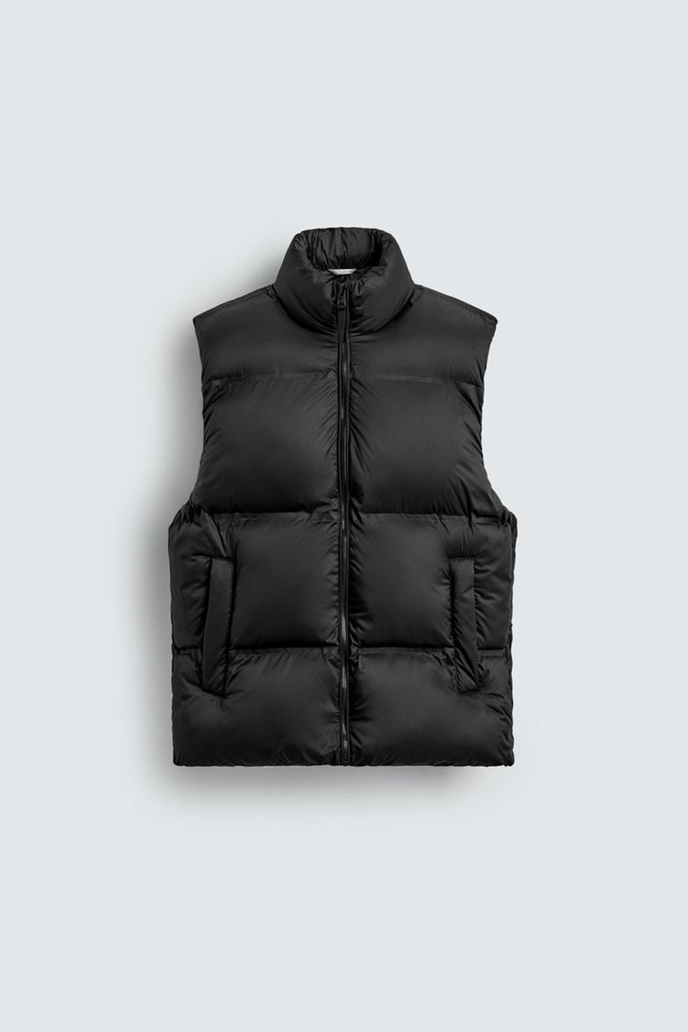 ZARA СТЕГАНЫЙ ЖИЛЕТ WATER REPELLENT, ЧЕРНЫЙ