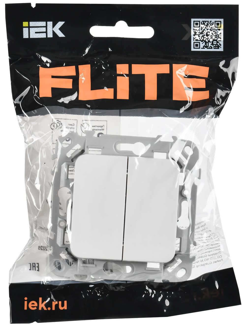 FLITE Выключатель 2-клавишный 10А ВС12-1-0-ФлБ белый IEK