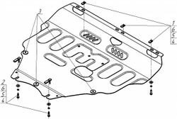 Защита картера двигателя, КПП. 2 мм, Сталь. для Volvo V50 2004-2012, Motodor.72601