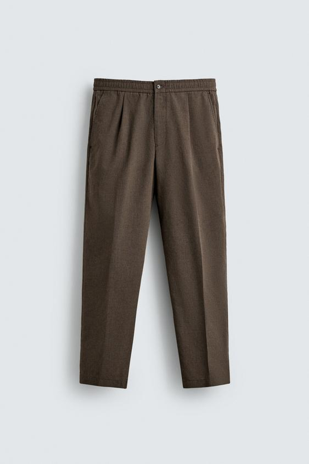ZARA КОСТЮМНЫЕ БРЮКИ RELAXED FIT С УЗОРОМ «ГУСИНАЯ ЛАПКА», КОРИЧНЕВЫЙ