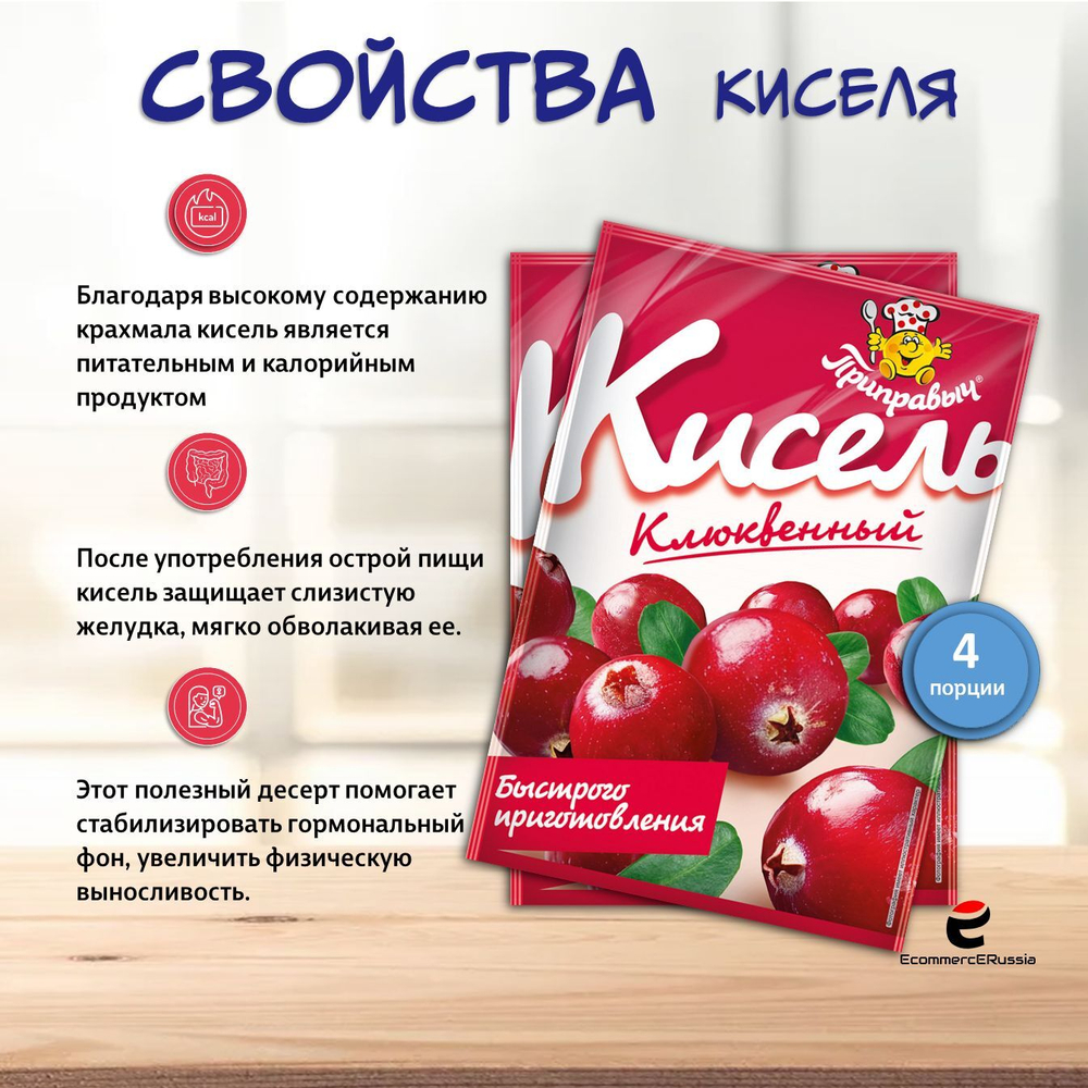 Кисель быстрого приготовления Приправыч Клюква 110 гр. 25 шт.