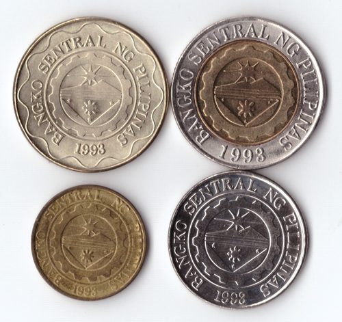 Филиппины. Набор 4 шт. 10,5,1 песо, 25 сентимо 2004-2007 гг. UNC