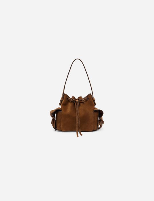 Сумка Acne Studios Multipocket Mini Suede Bucket Bag Cognac Brown