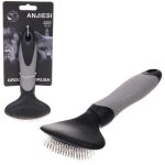 Расческа - пуходёрка для животных «ПРЕМИУМ - МОЙ БРО», прорезиненная ручка, цвет серый/черный, 8,5*17,5см