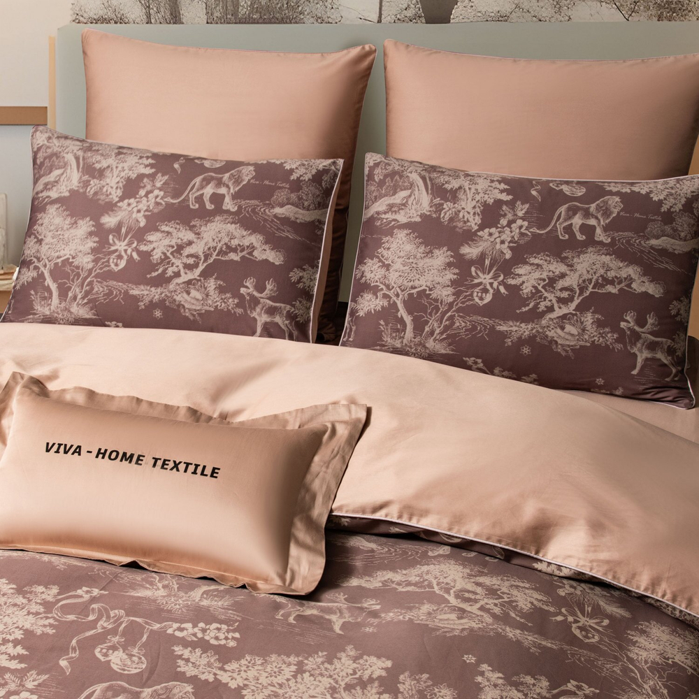 КПБ Сатин Премиум на резинке CPAR049, Евро, 4 наволочки, простынь 140*200*30