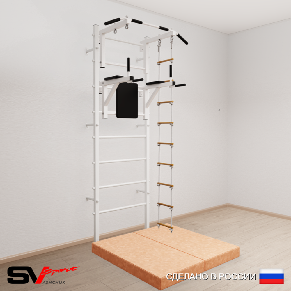 Шведская стенка Sv Sport усиленная 6724 (Турник стандарт/Брусья/Лестница/Мат 1м)