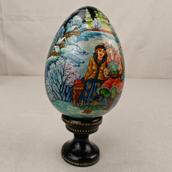 Яйцо сувенирное "Зимний вечер" (ручная роспись Палех)