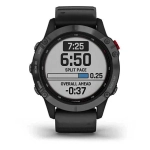 Спортивные наручные часы Garmin Fenix 6 Pro Solar серый с черным ремешком 010-02410-15