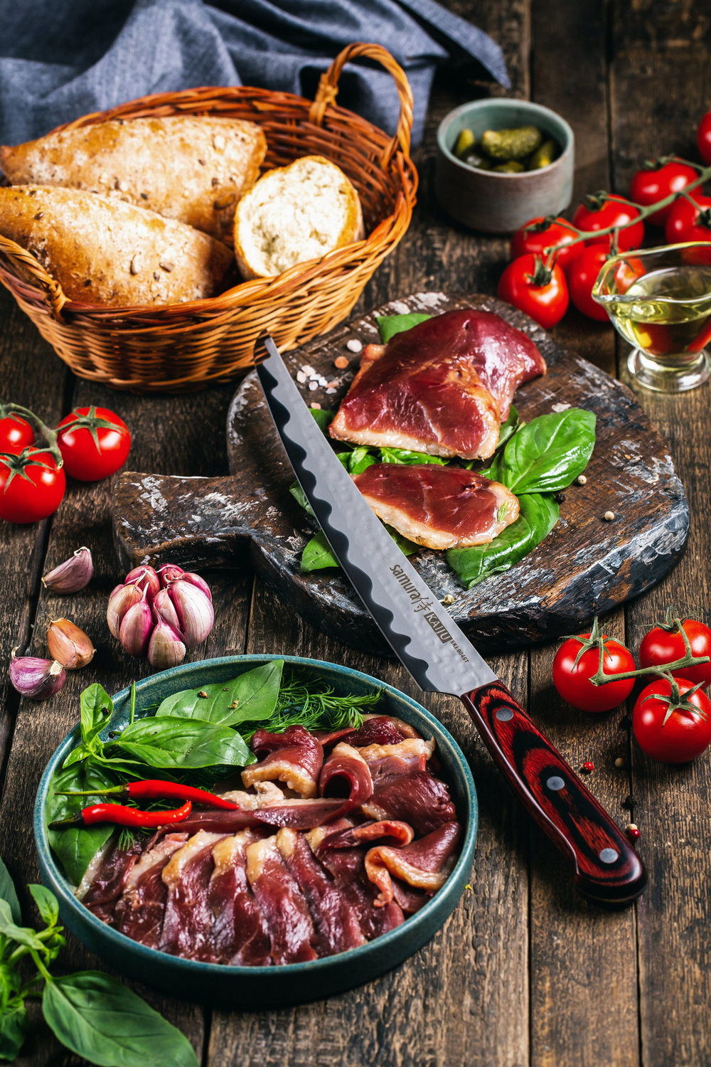 Нож кухонный для нарезки 23см Samura Kaiju SKJ-0046T/K