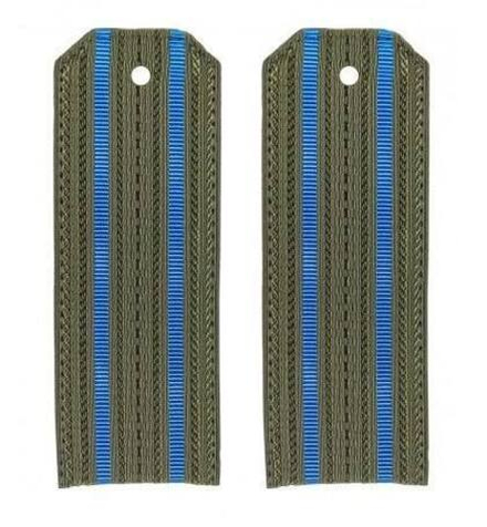 Погоны оливковые два голубых просвета (на пластике)