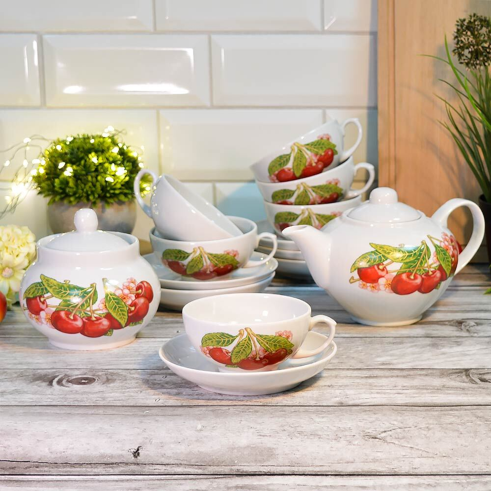 Чайный сервиз 14 предметов Вишня Дачный