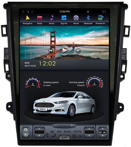 Магнитола для Ford Mondeo 5 2014-2018 (SYNC 2) - Carmedia ZF-1201-S2-Q6 ("Тесла-Стиль") Android 11, 8ГБ+128ГБ, SIM-слот