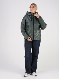 Кожаная куртка демисезонная с капюшоном короткая