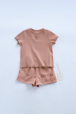 ZARA ПИЖАМА С ВЫШИВКОЙ «ЦВЕТЫ» — TIMELESZ, КОРИЧНЕВЫЙ