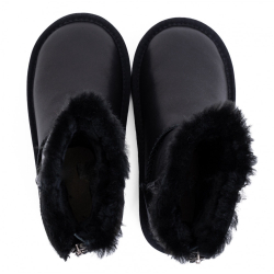 UGG Kids Classic Short Zip Leather Black