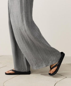 OYSHO Брюки с широкими штанинами из 100% льна, светло-серый