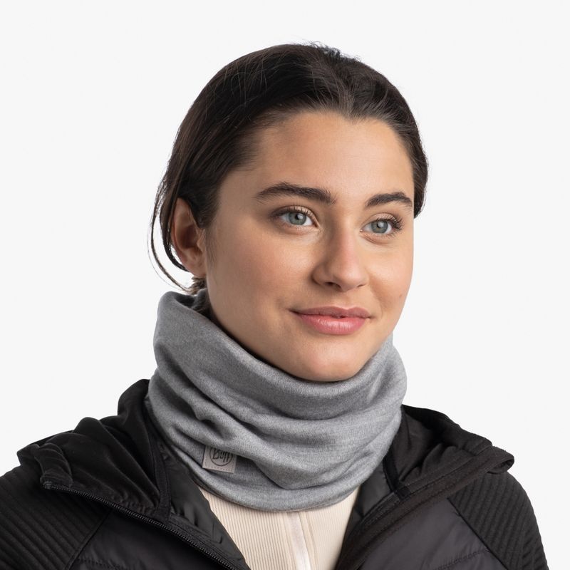 Теплый шерстяной шарф-труба Buff Wool heavyweight Solid Light Grey Фото 4