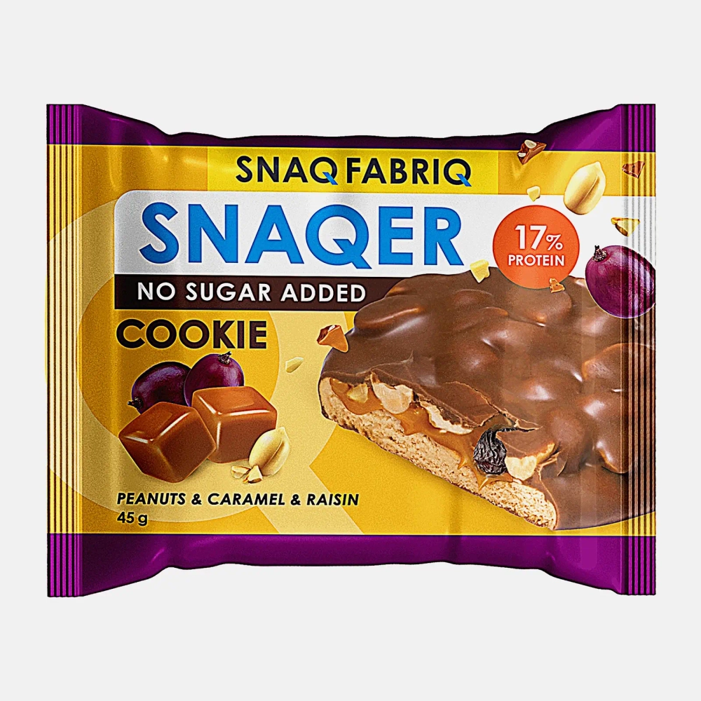 Печенье Snaq Fabriq глазированное Арахис изюм и карамель 45г