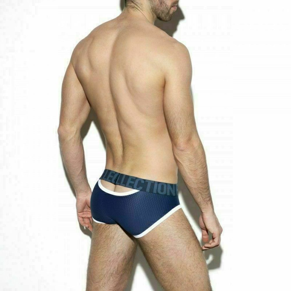 Мужские трусы брифы темно-синие в сетку ES Collection