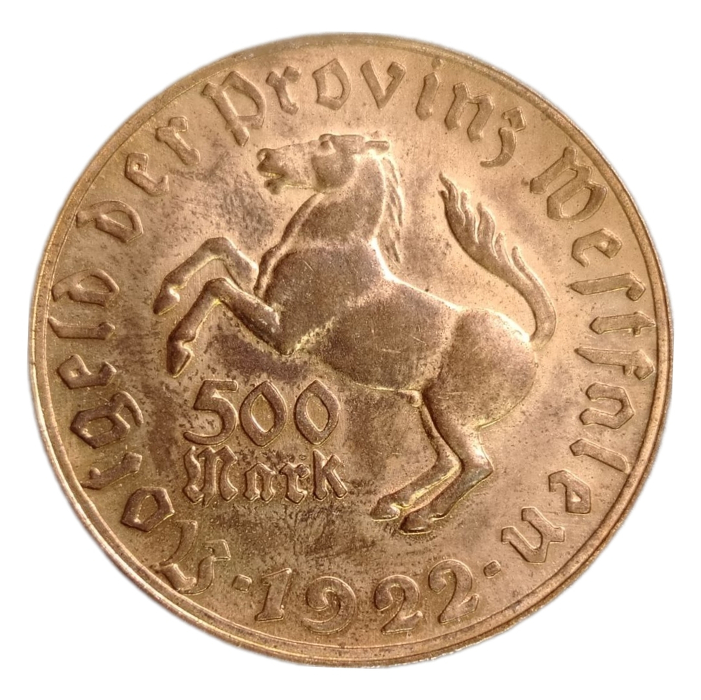 Монета 500 марок  Германия-Вестфалия 1922 года.