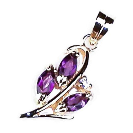 Кулон "Лист" аметист, фианит