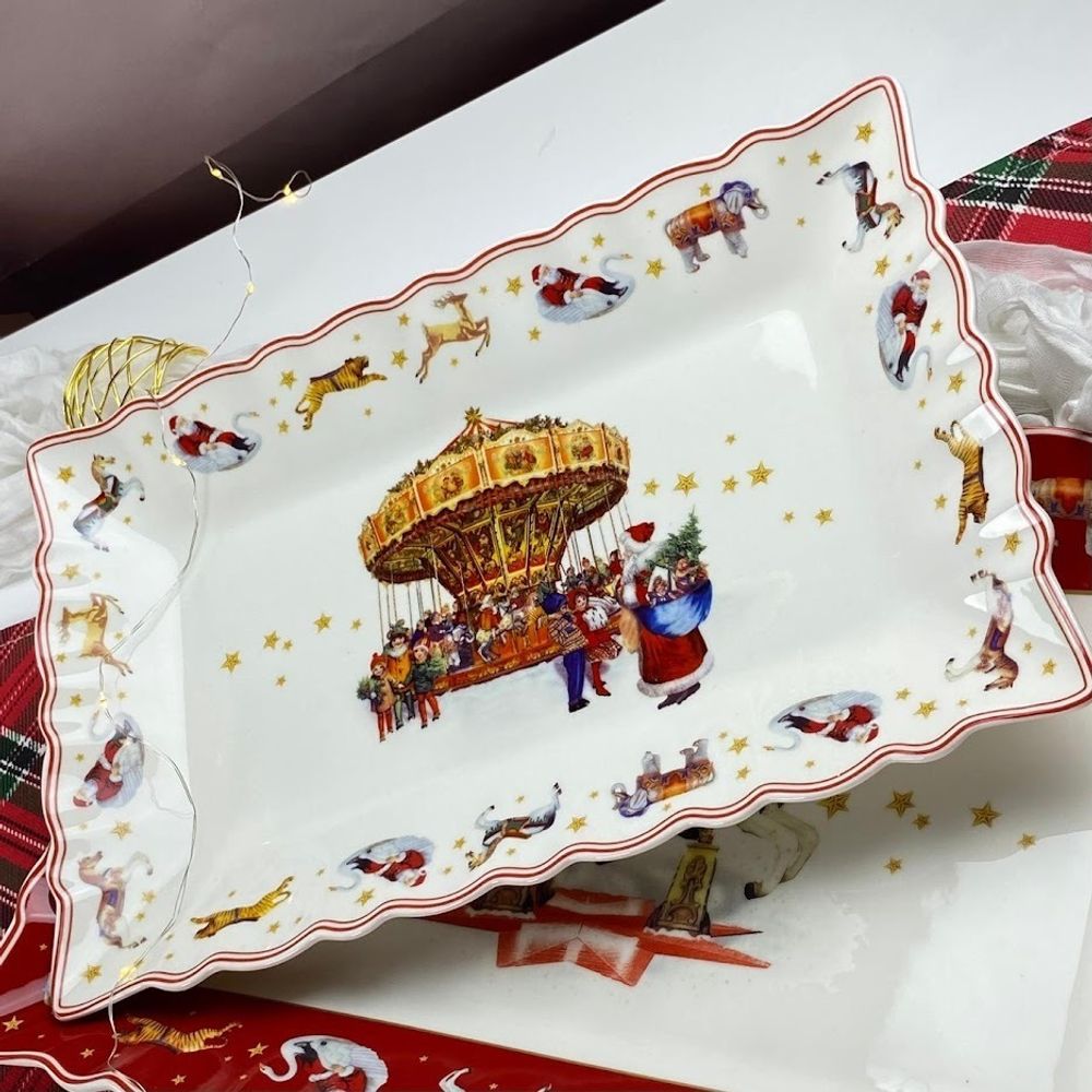 Lenardi 305-174 Прямоугольное блюдо 30,5х19,5х3см НОВЫЙ ГОД в под.уп.(х12)Фарфор