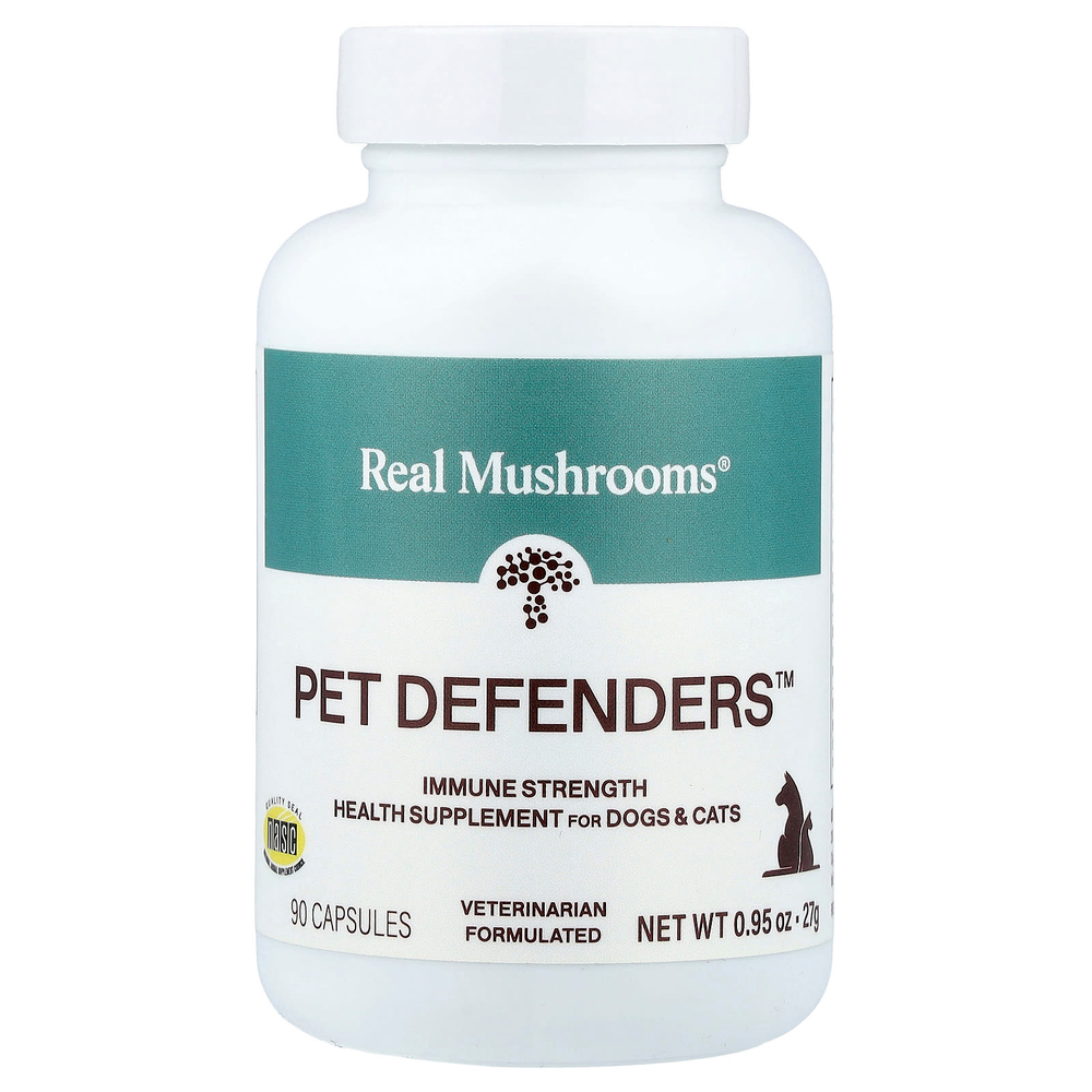 Real Mushrooms, Pet Defenders™, добавка для укрепления иммунитета, для собак и кошек, 90 капсул, 27 г (0,95 унции)