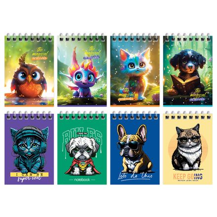 Блокнот А7, 40л, на гребне, клетка, BG Забавные питомцы, в ассортименте