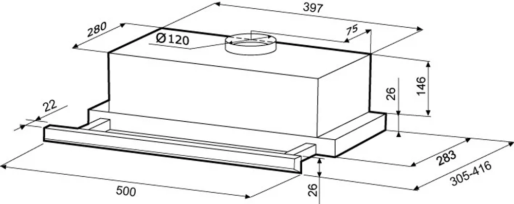 Встраиваемая вытяжка Krona Kamilla slim 500 (white)