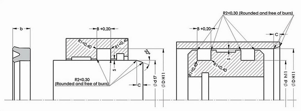 A171-047/2 PU Высокоэффективное U-образное симметричное уплотнение 47,62-57,15-6,35/7,35